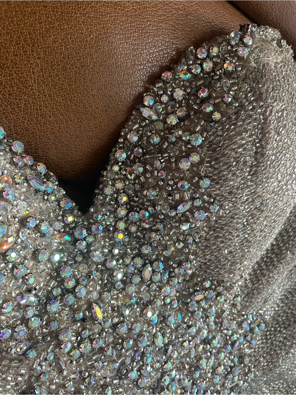 Vintage Mac Duggal Designer 100% Silk, All Over Hand-Beaded Ruffle Couture Mini